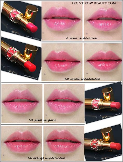 ysl rouge shine swatches|YSL volupte shine swatches.